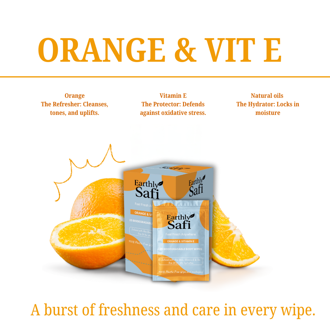 Orange & Vit E Body wipes - 25 Body wipes