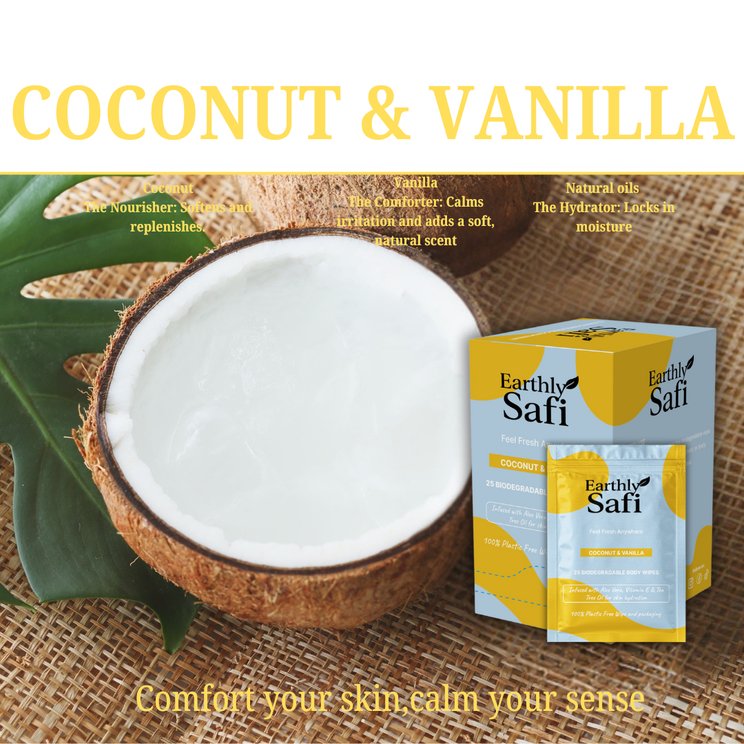 Coconut & Vanilla Body wipes - 25 Body Wipes