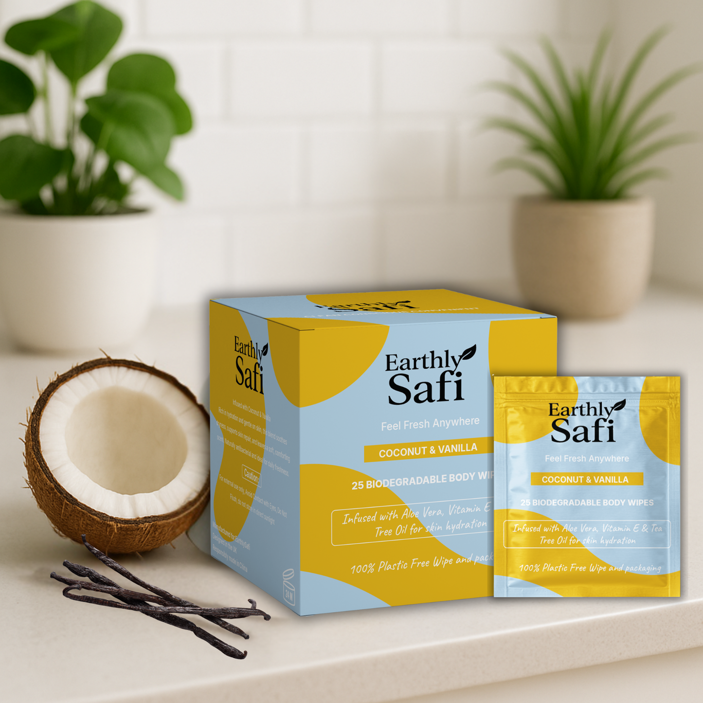 Coconut & Vanilla Body wipes - 25 Body Wipes