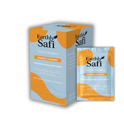 EarthlySafi biodegradable body wipes for on the go freshness