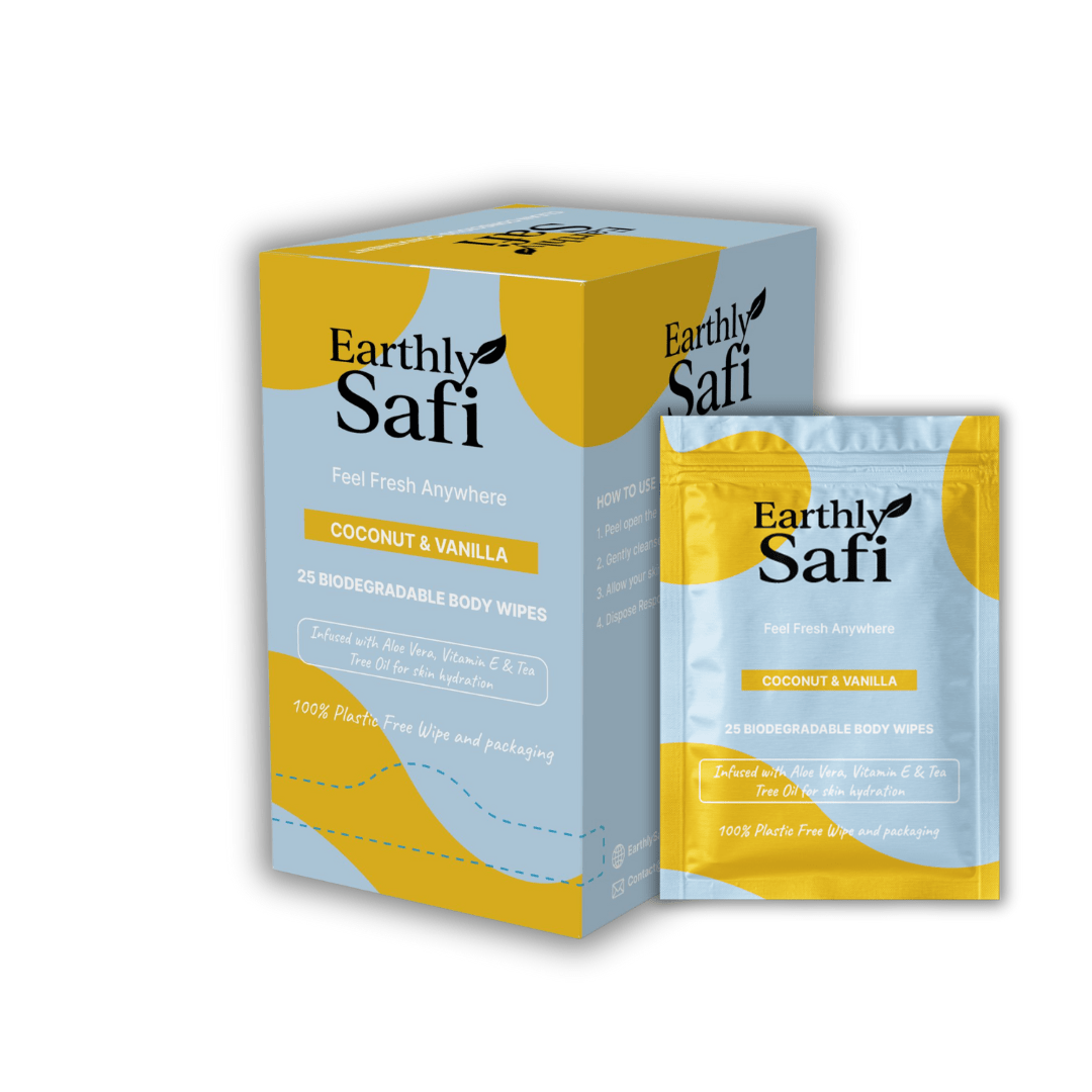 EarthlySafi body wipes designed for instant freshness